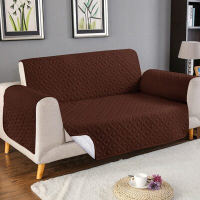 Quilted Sofa Cover (Dark Coffee Color)