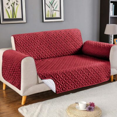 Quilted Sofa Cover (Maroon Color)