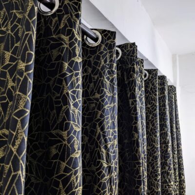 Export Golden Sparkles Texture Curtains (Black Color)