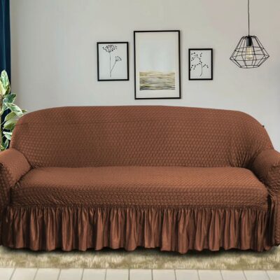 Micro Butterfly Turkish Style Fabric Sofa Covers (Light Brown Color)