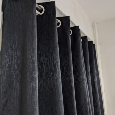 Export Plain Jumbo Self Shaded Jackard Curtain (Black Color)