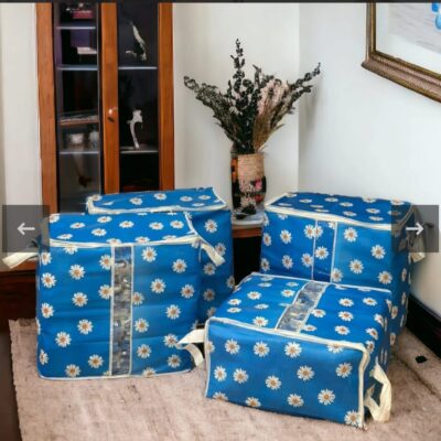 120 & 110 GSM Non Woven Storage Bag In Floral Print (Blue Color)