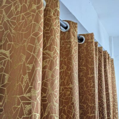Export Golden Sparkles Texture Curtains (Copper Brown Color)
