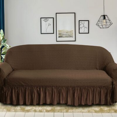 Micro Butterfly Turkish Style Fabric Sofa Covers (Dark Brown Color)