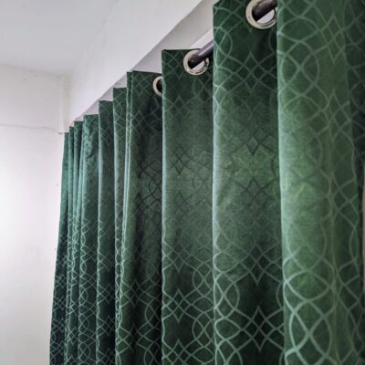 Export Silk Self Jackard Heavy Fabric Curtain (Green Color)