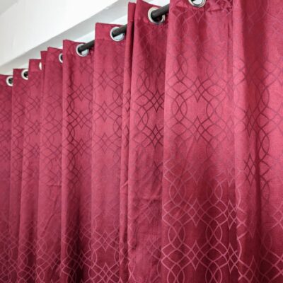 Export Silk Self Jackard Heavy Fabric Curtain (Maroon Color)
