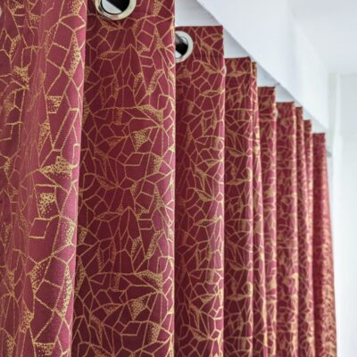 Export Golden Sparkles Texture Curtains (Maroon Color)