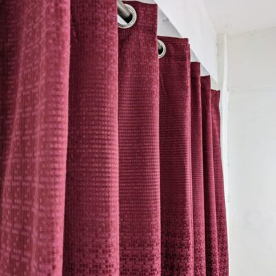 Export Plain Jumbo Self Shaded Jackard Curtain (Maroon Color)