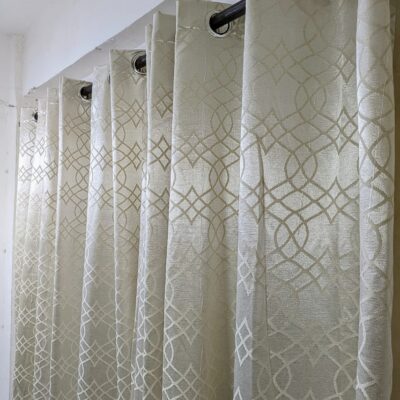 Export Silk Self Jackard Heavy Fabric Curtain (Silver Color)