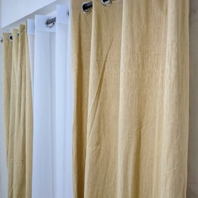 Organza + Plain Curtain Combo (Set of 3) – Skin & White Color