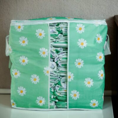 120 & 110 GSM Non Woven Storage Bag In Floral Print (Green Color)