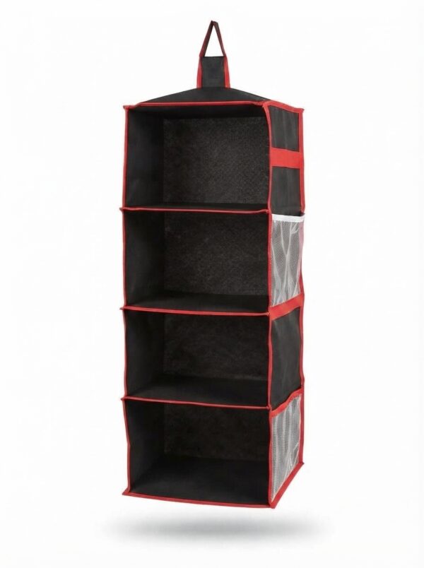 Hanging Storage Bag Wardrobe Cloth Organizer - Multipurpose Organizer - Black & Red Color